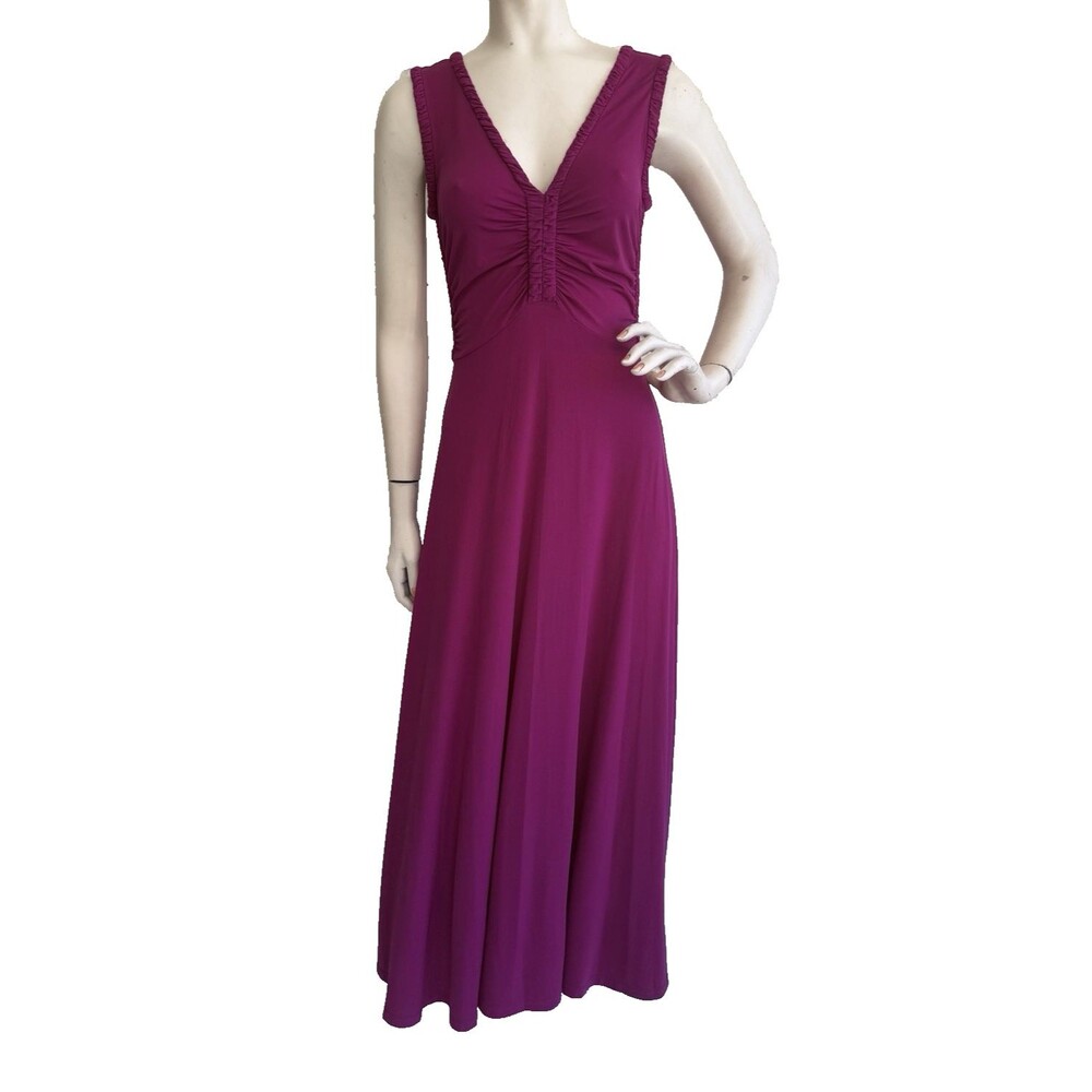 DEREK LAM 10 CROSBY Dress NWT $395 Magenta V-Neck Sleeveless Maxi Size M